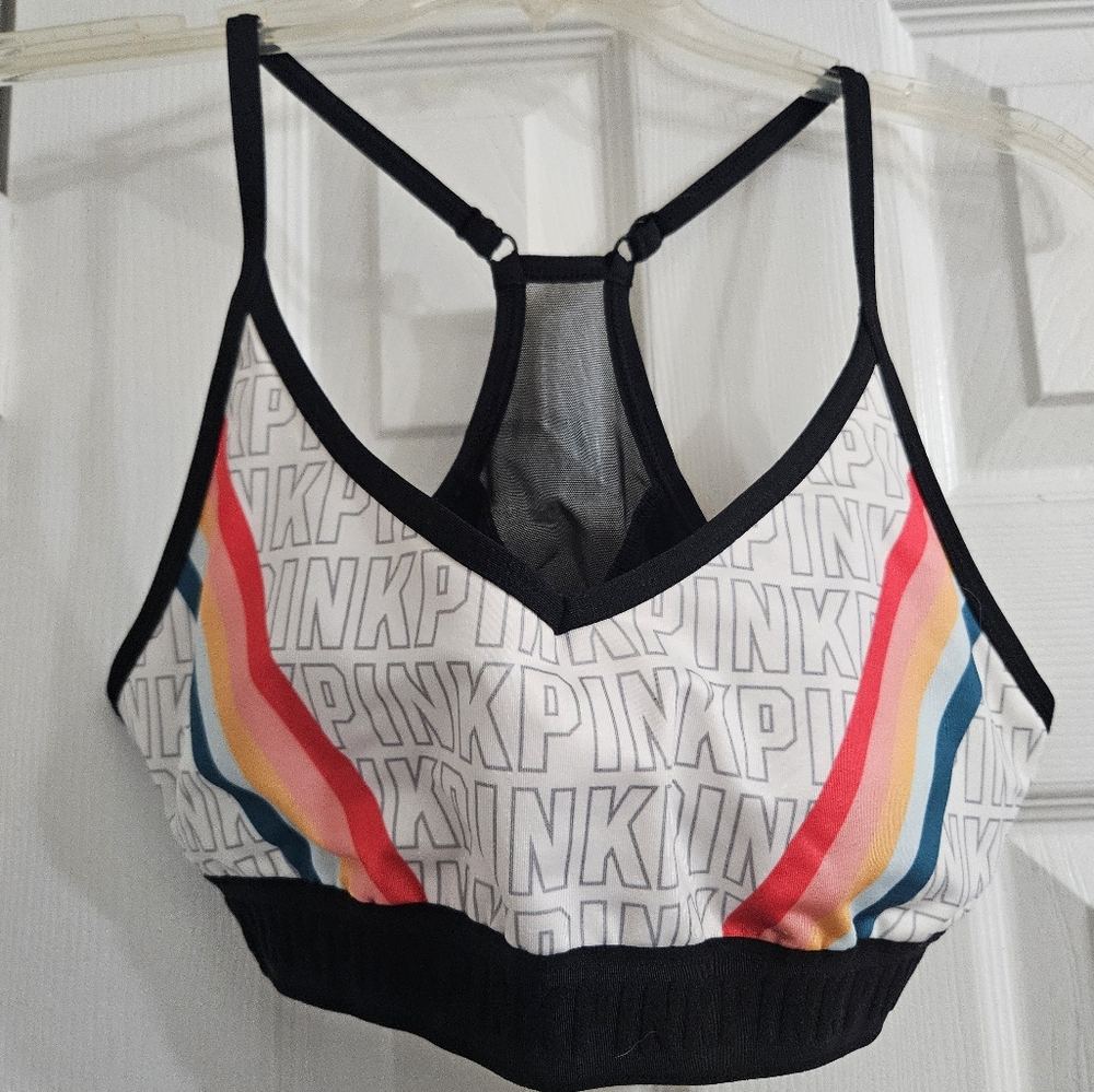 Pink Victorias Secret Racer Back Sports Bra Size Large